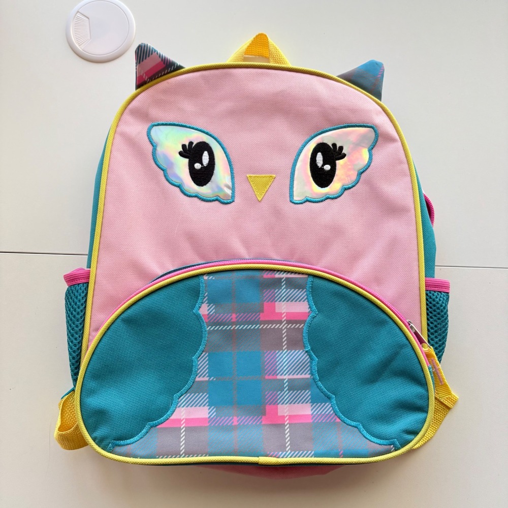 Cat & Jack Owl Backpack Kids One Size Pink Teal‎ Plaid Holographic Animal
